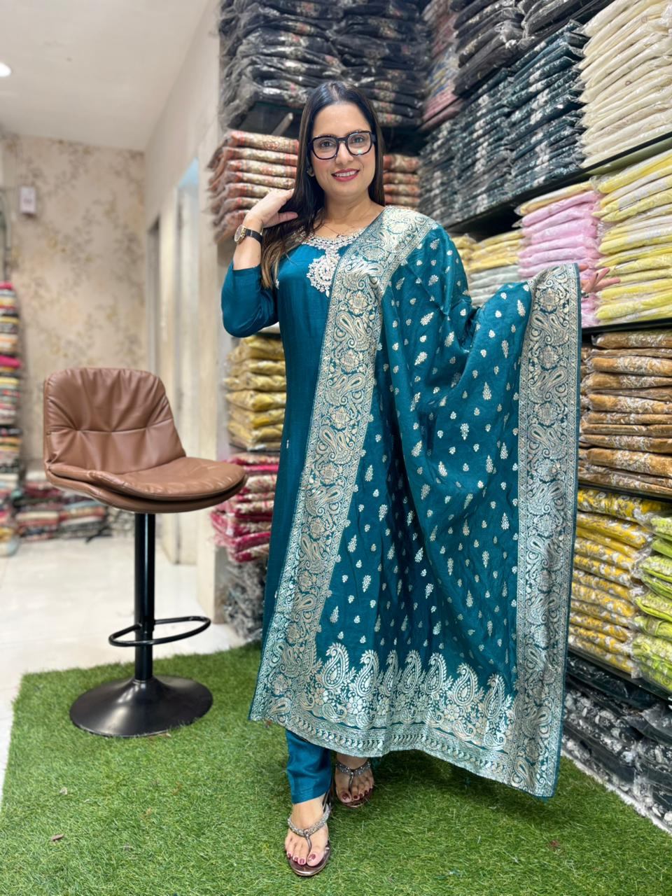 Dola Silk Rama Green 3pc Set