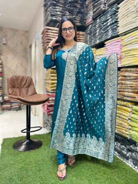 Dola Silk Rama Green 3pc Set