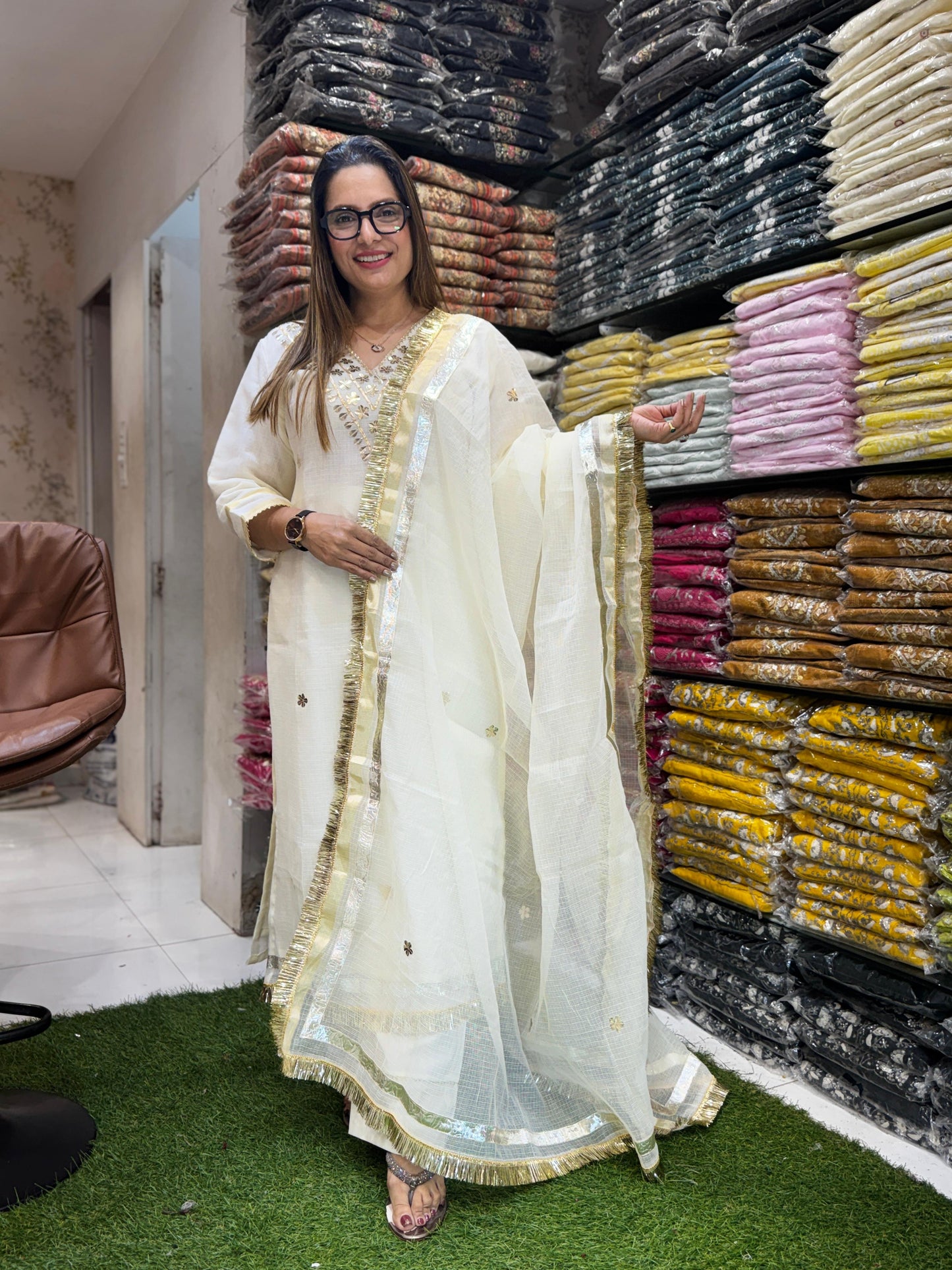 GFH CHOICE - Kota Doria White 3pc Set