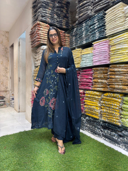 Mull Cotton Dark Teal Blue 3pc Set