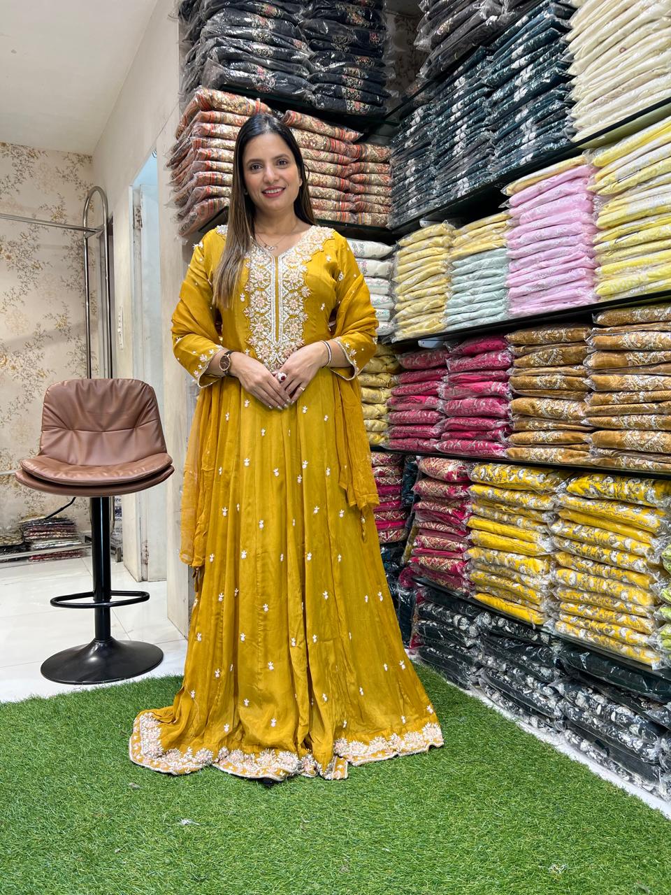 Chinon Gown Yellow 3pc Set