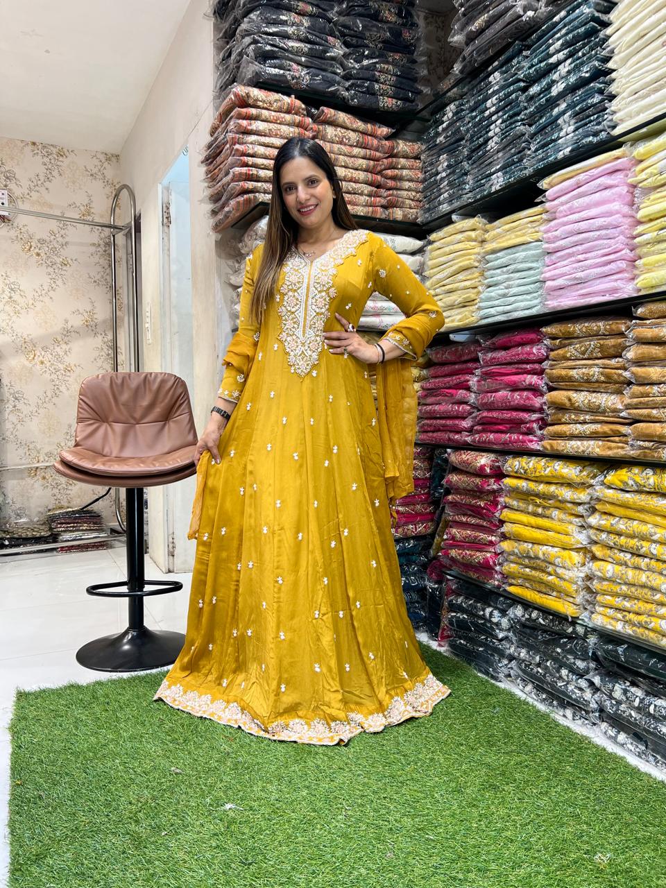 Chinon Gown Yellow 3pc Set