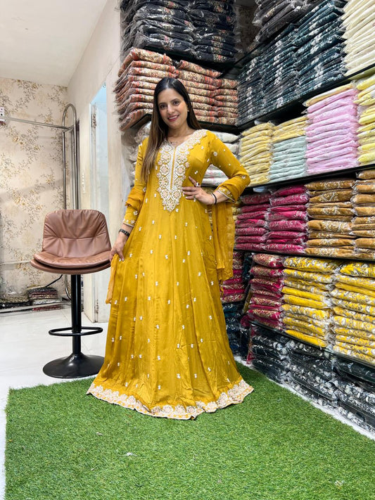 Chinon Gown Yellow 3pc Set