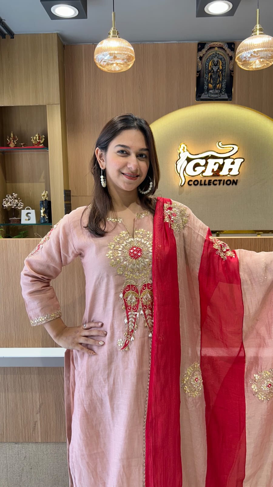 Banaras Mull Chanderi Rose Gold 3pc Set