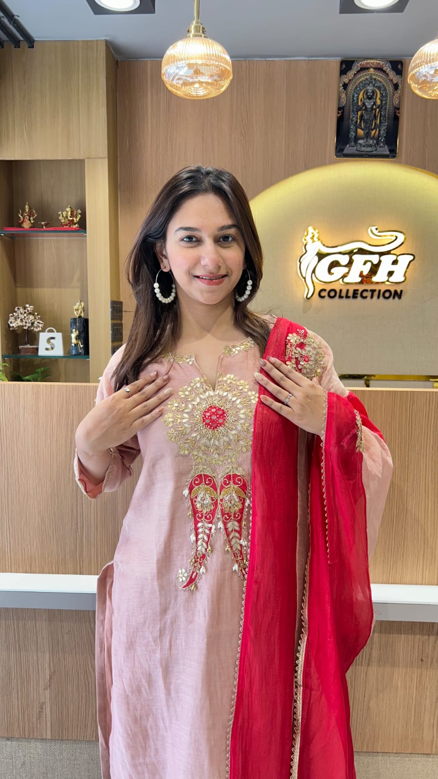 Banaras Mull Chanderi Rose Gold 3pc Set