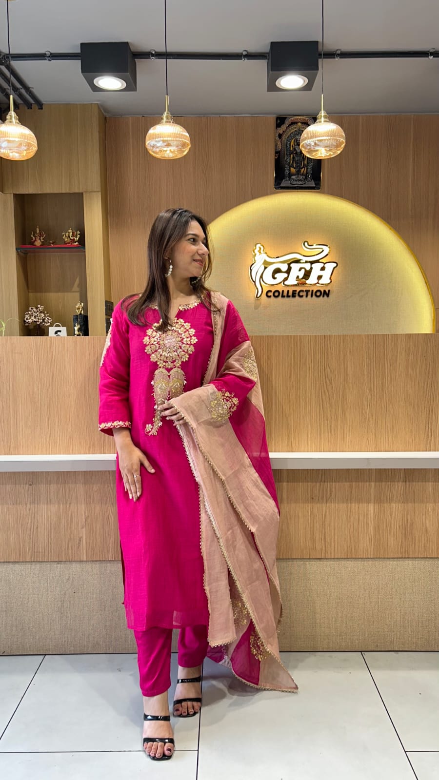 Banaras Mull Chanderi Pink 3pc Set