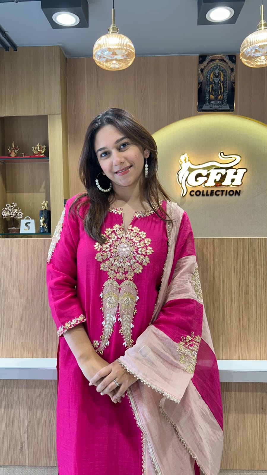 Banaras Mull Chanderi Pink 3pc Set