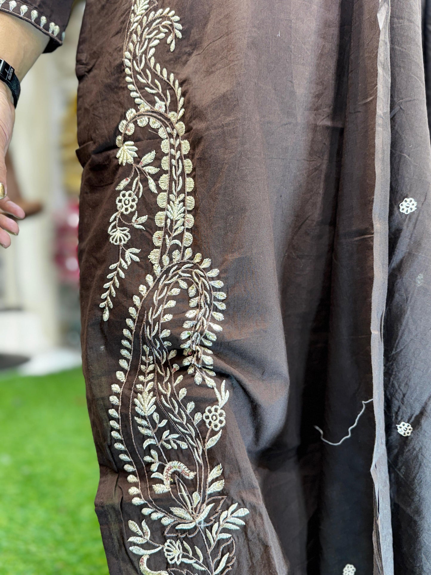 Jaipuri Cotton Brown 3pc Set