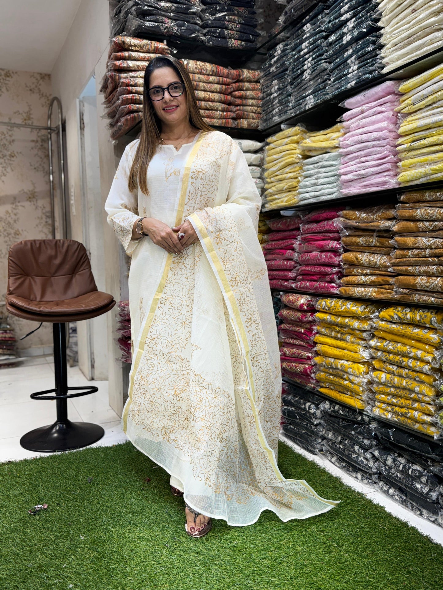 Kota Doria White 3pc Set