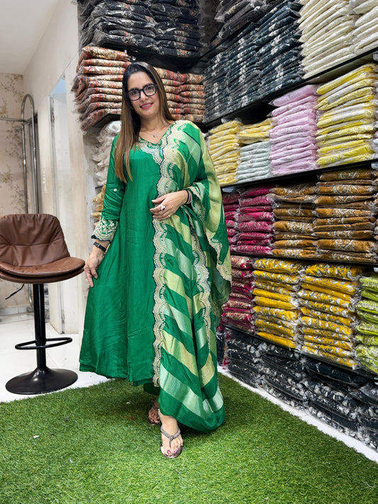 Dola Silk Angrakha Green 3pc Set