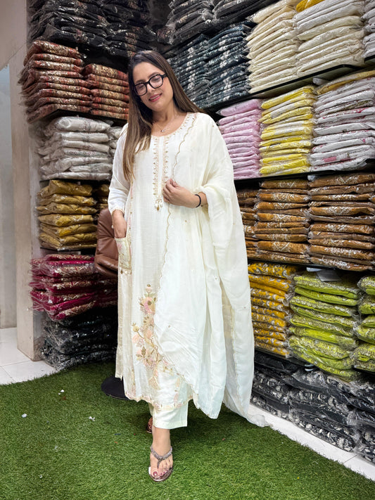 Dola Silk Pearl White 3pc Set