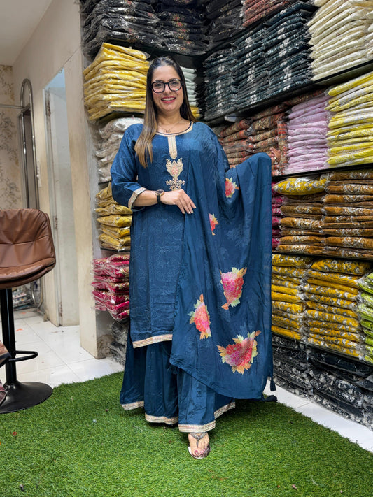 Muslin Teal Blue 3pc Set