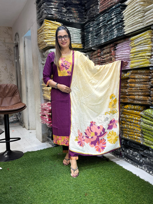 Cotton Silk Wine 3pc Set