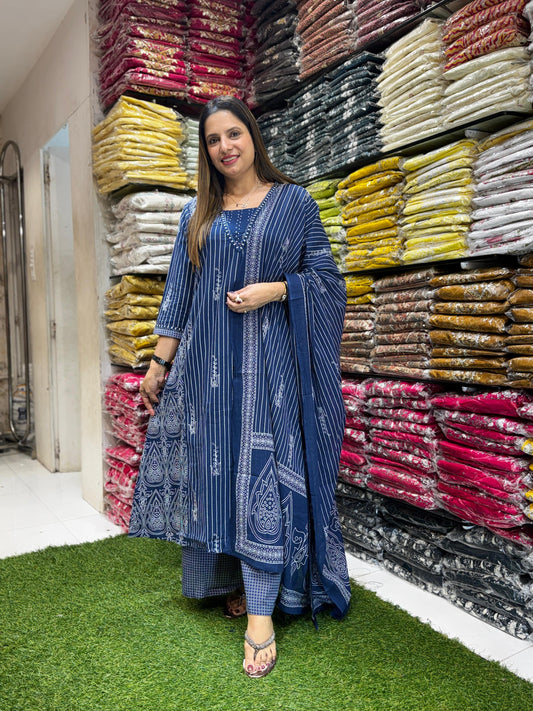 Cotton Indigo Blue 3pc Set