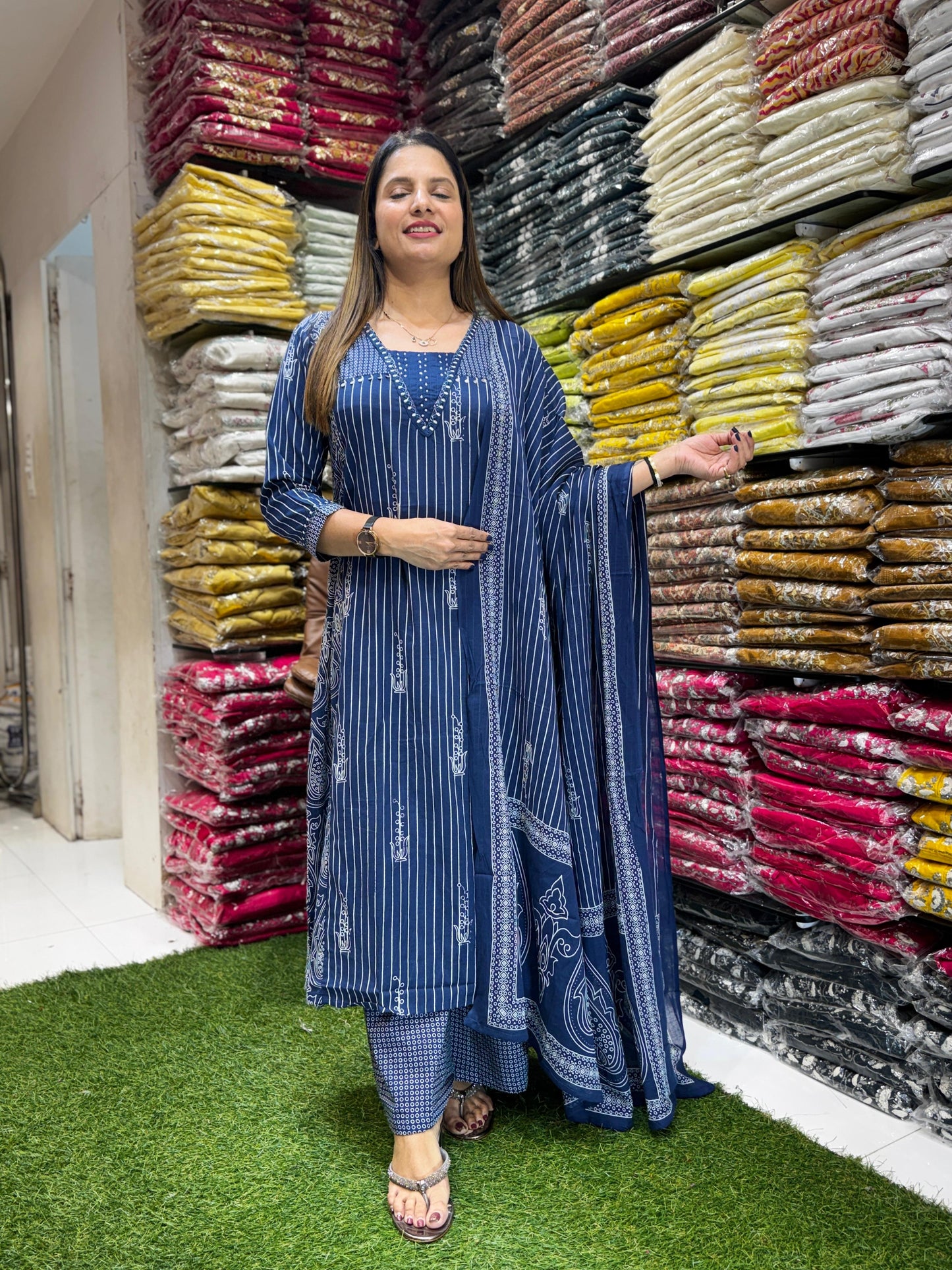 Cotton Indigo Blue 3pc Set