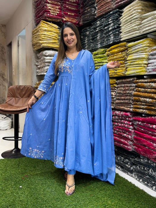 Mull Cotton Blue 3pc Set