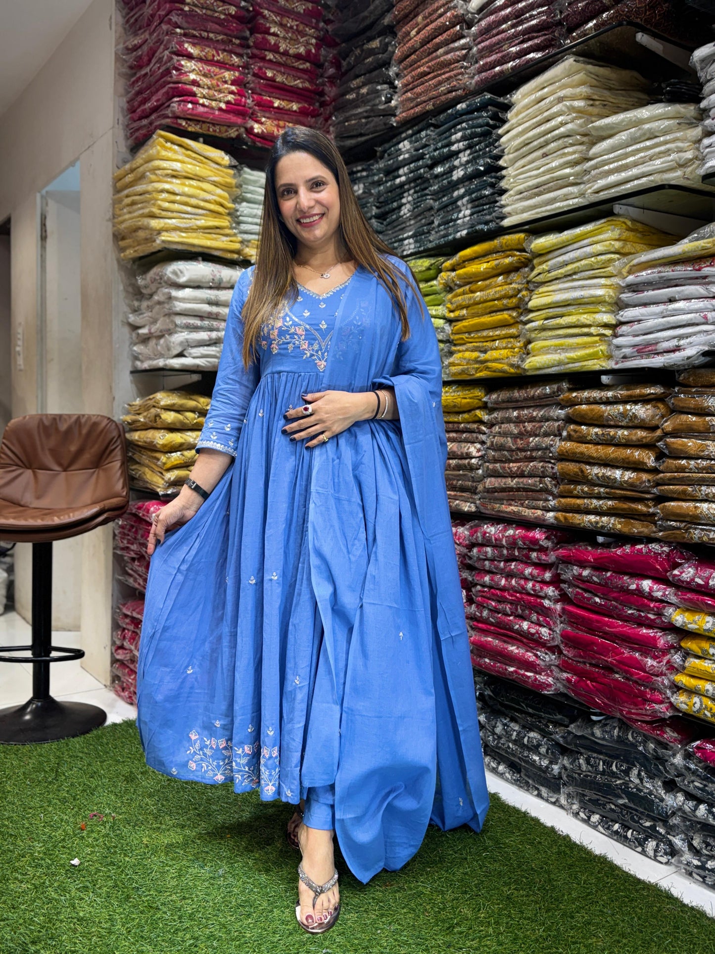 Mull Cotton Blue 3pc Set