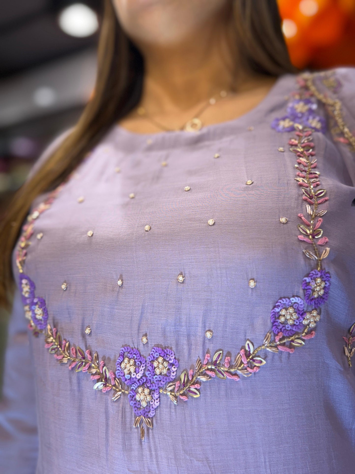 Mull Chanderi Purple 3pc Set