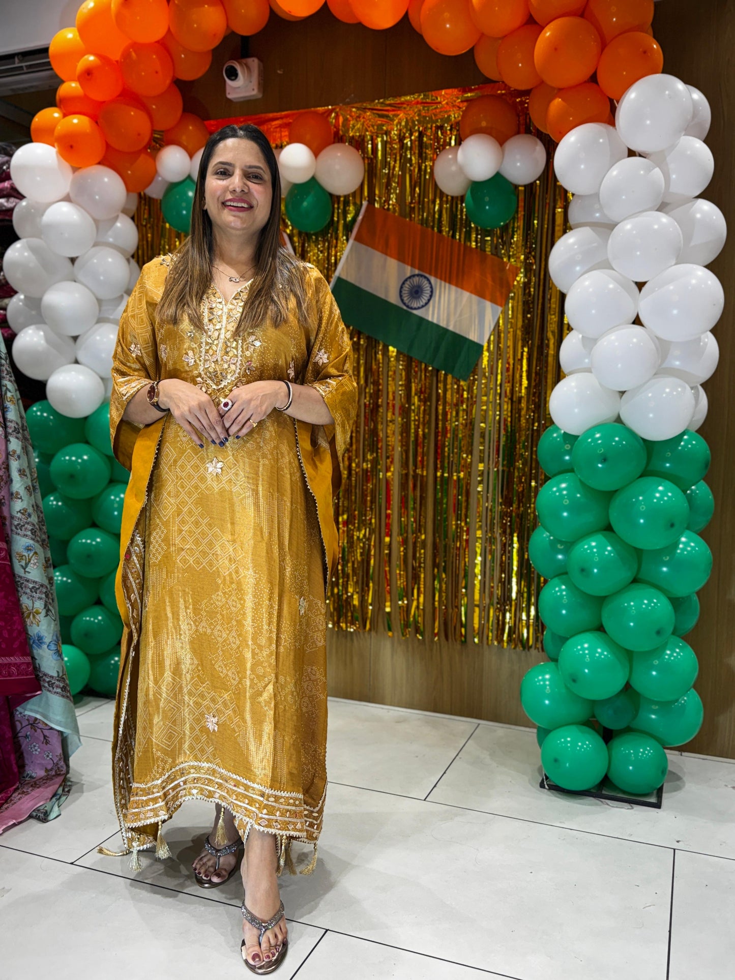 Simmer Tissue Kaftan Golden Yellow 2pc Set