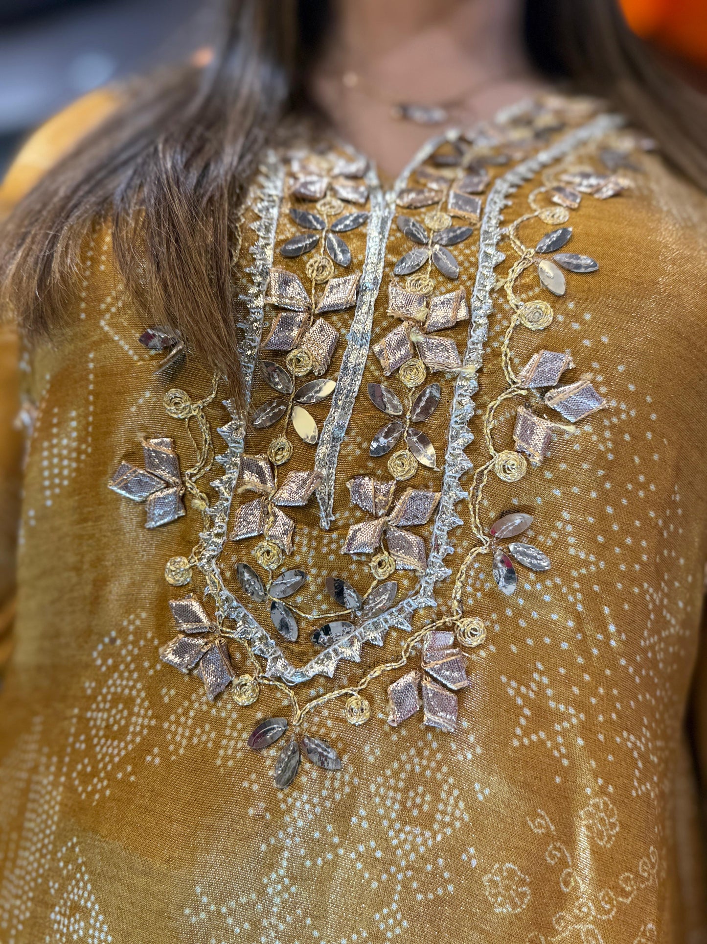 Simmer Tissue Kaftan Golden Yellow 2pc Set