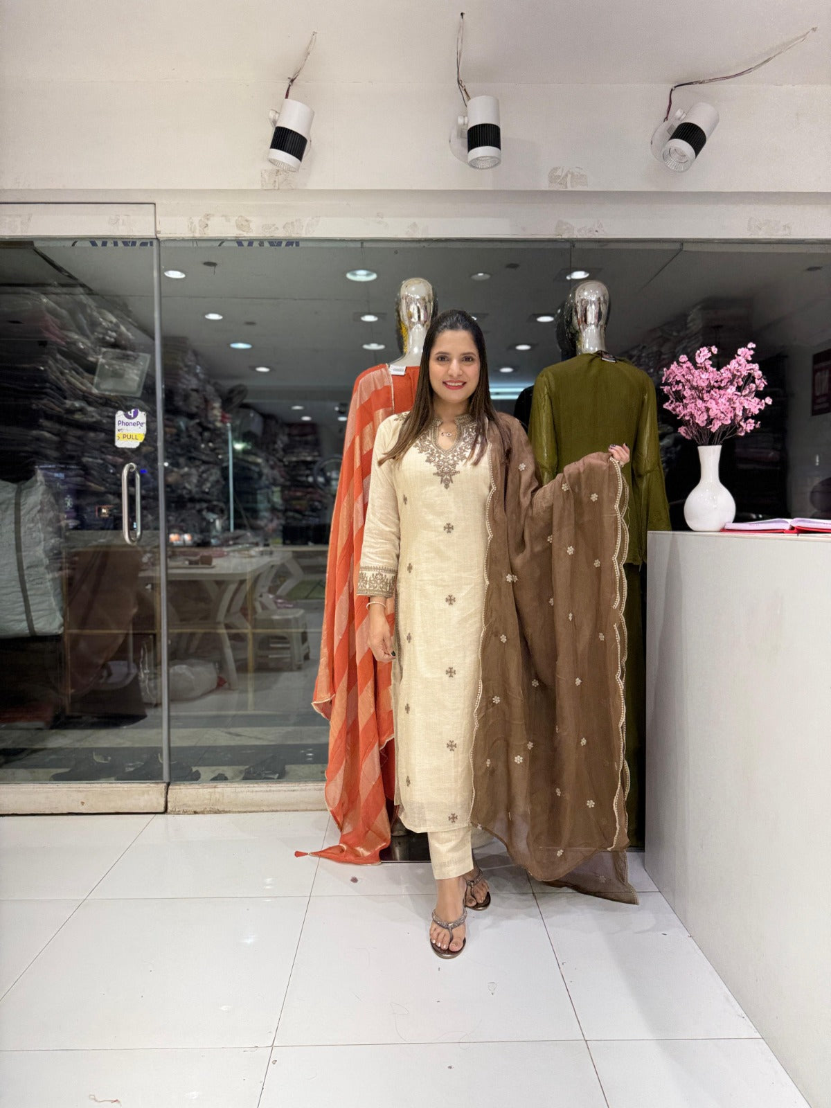 Pure Linen Silk Off White 3pc Set