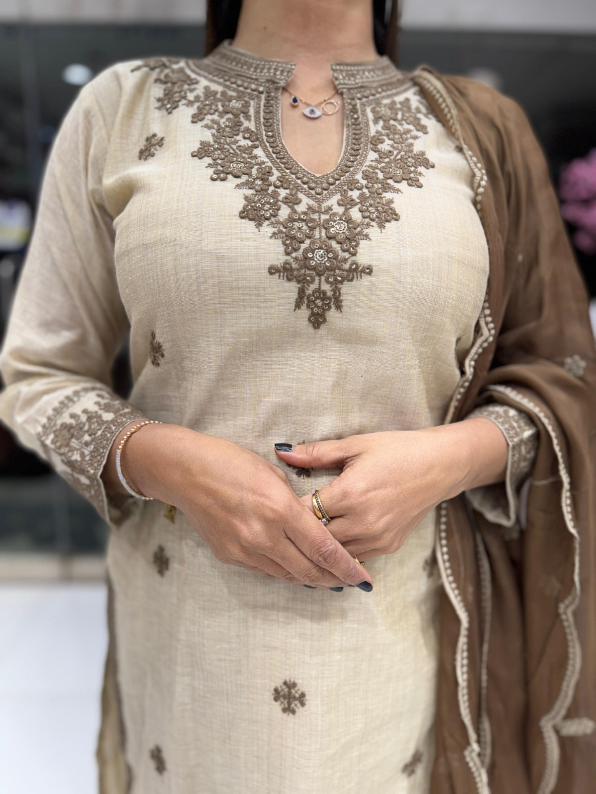 Pure Linen Silk Off White 3pc Set