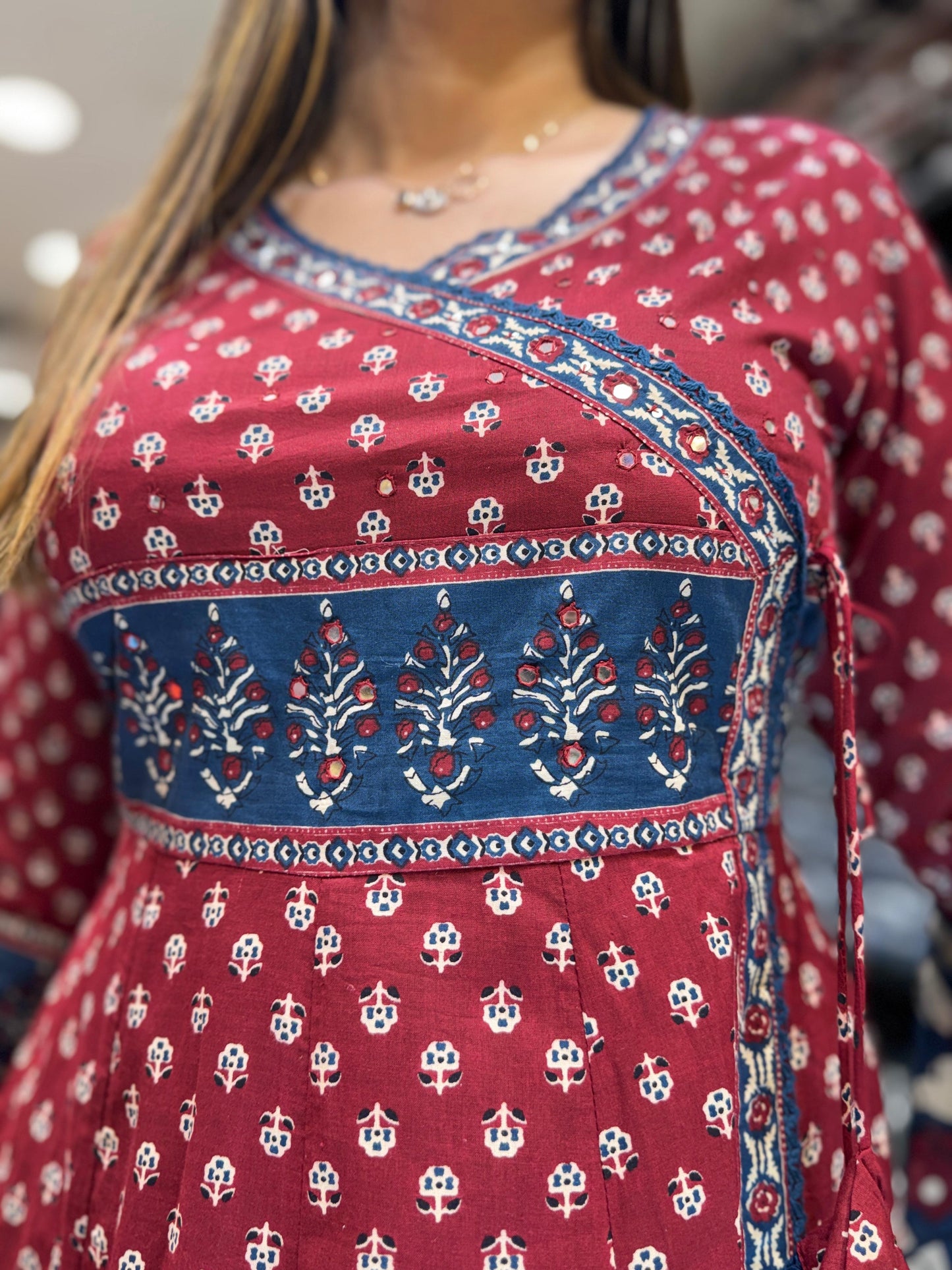 Jaipuri Cotton Maroon 3pc Set