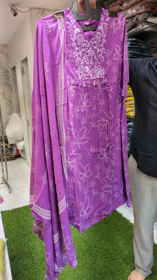 Jaipuri Cotton Purple 3pc Set