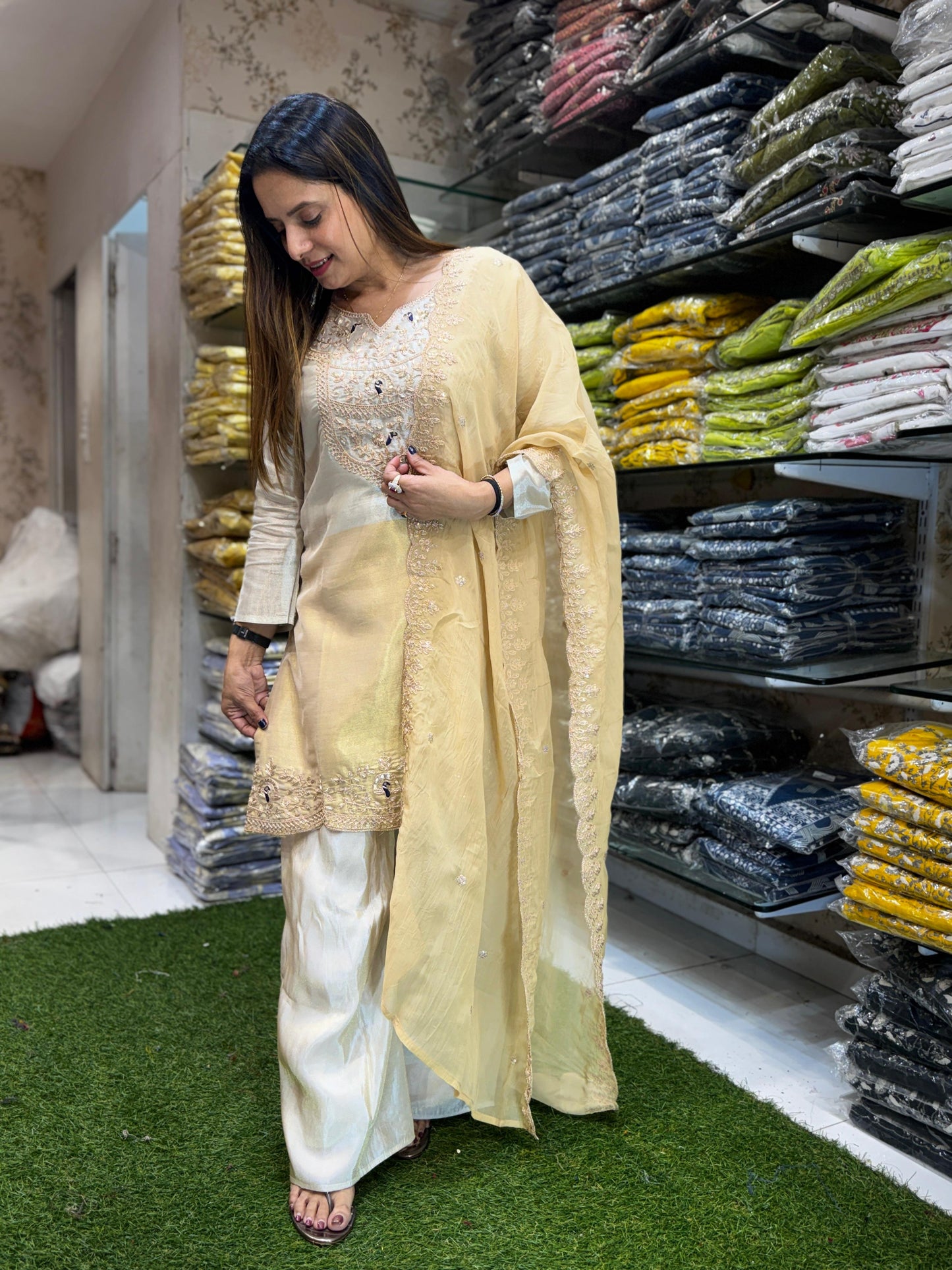 Chanderi Simmer Ivory 3pc Set