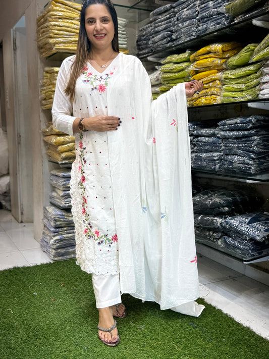 Doby Cotton Pearl White 3pc Set