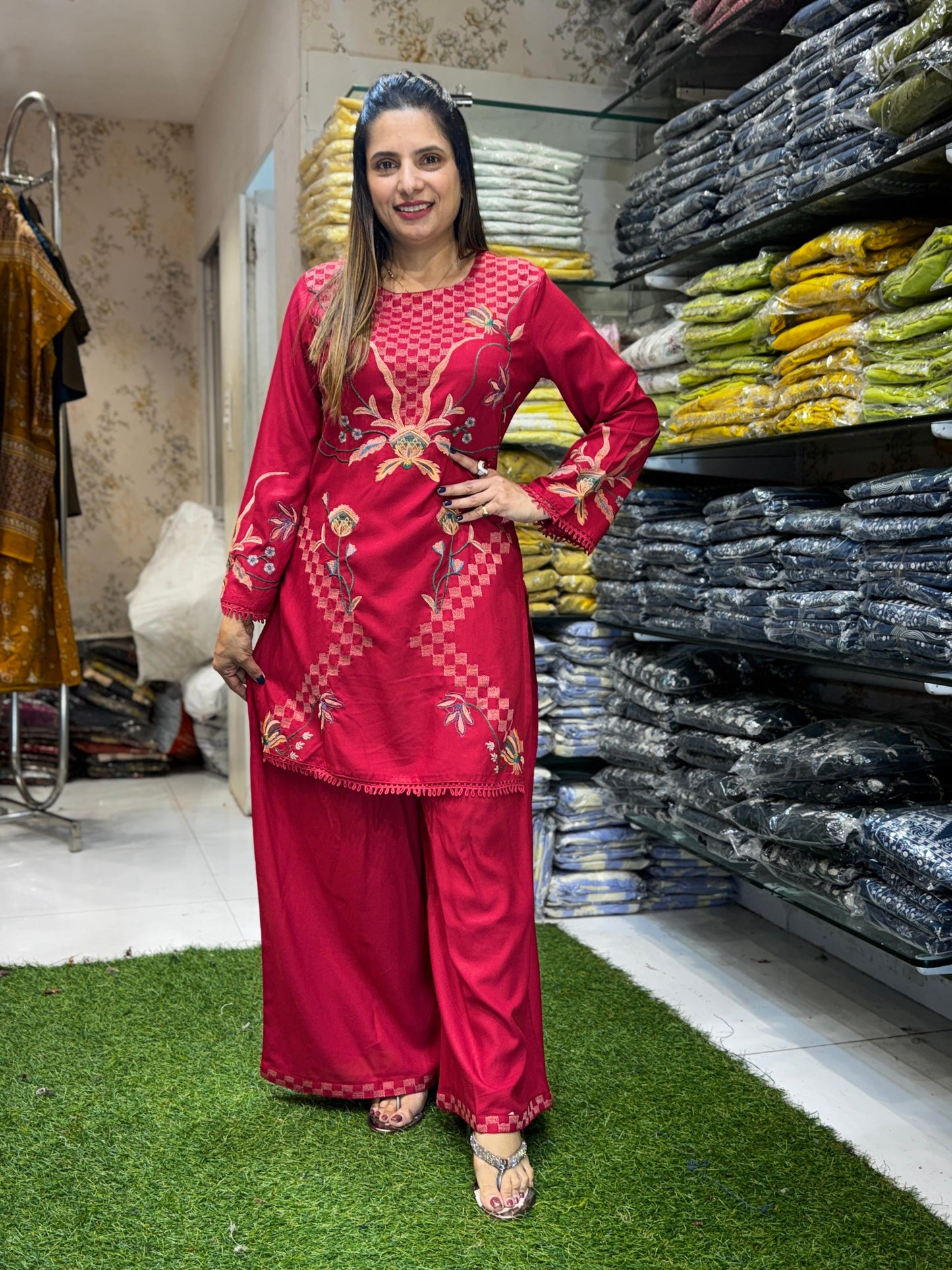 German Rayon Red 2pc Set