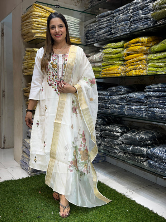 Cotton Silk Pearl White 3pc Set