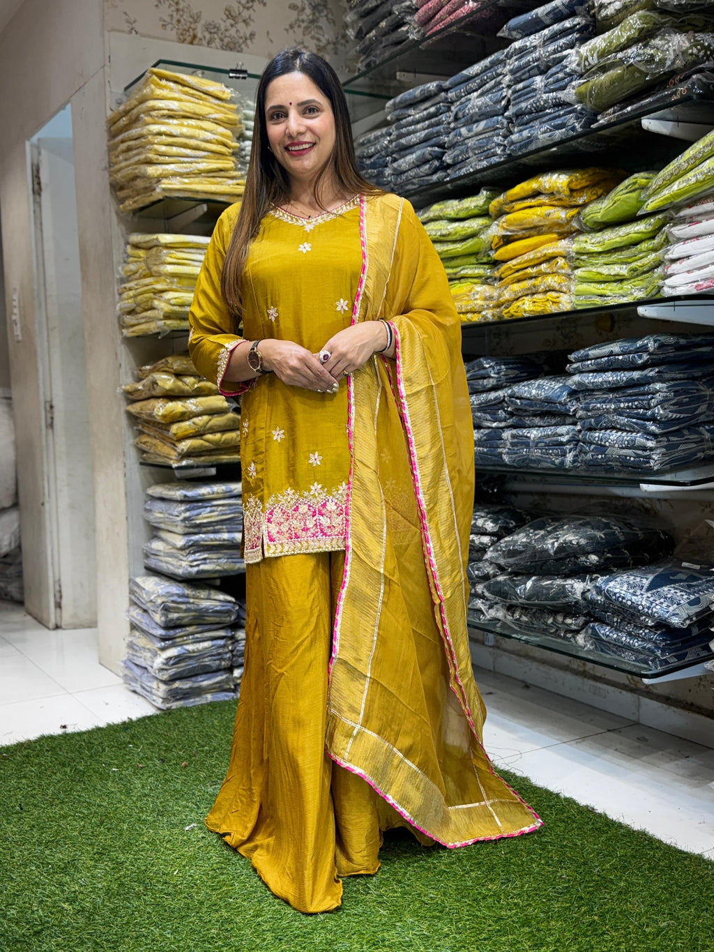 Pure Dola Silk Golden Yellow 3pc Set