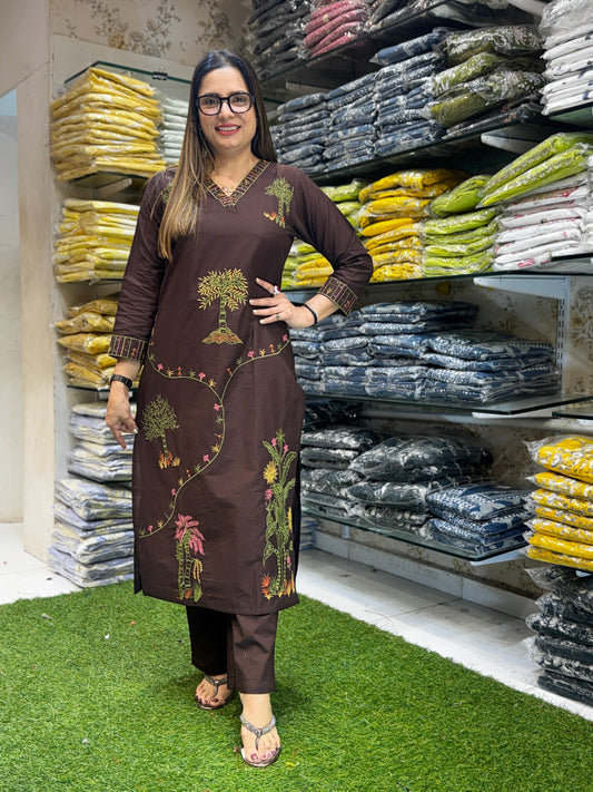 Slub Cotton Brown 2pc Set