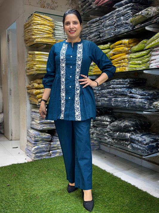 Cotton Teal Blue 2pc Set