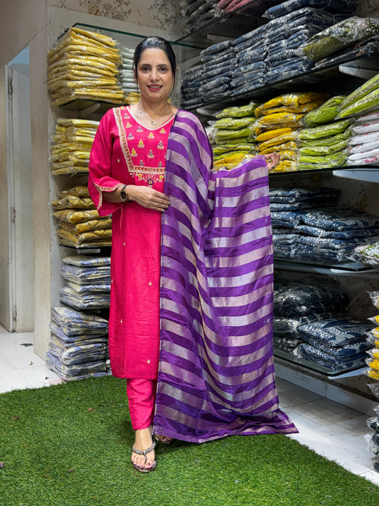 Dola Silk Rani Pink 3pc Set