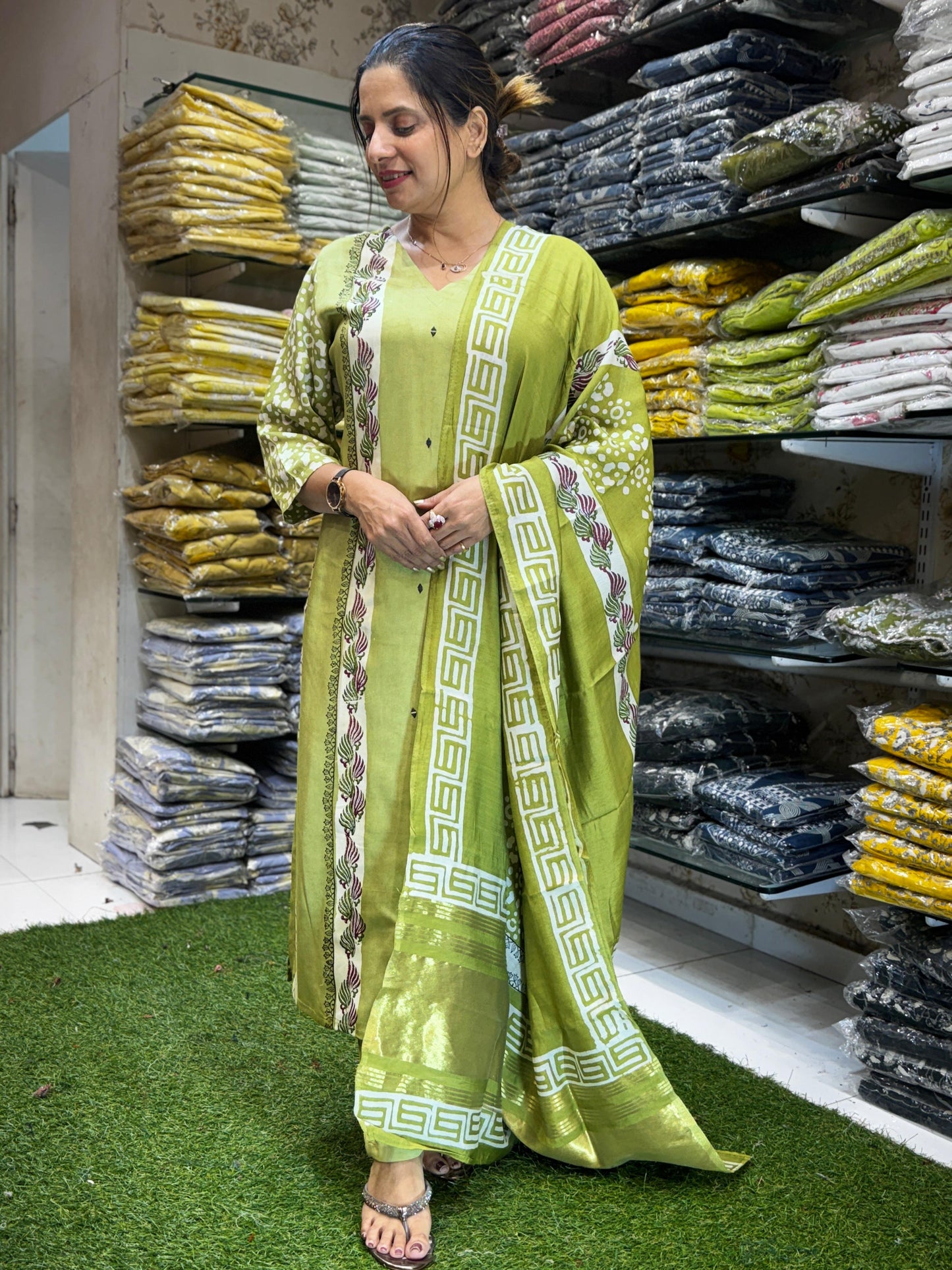 Gaji Silk Green 3pc Set