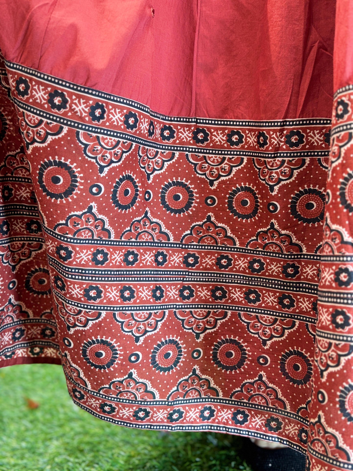 Cotton Maroon Anarkali 3pc Set