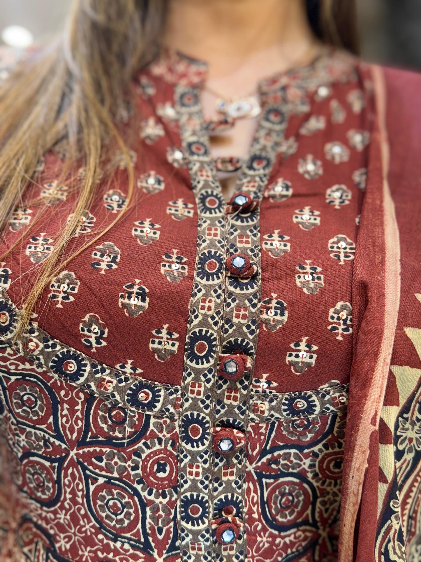 Cotton Dark Rust Maroon Midi