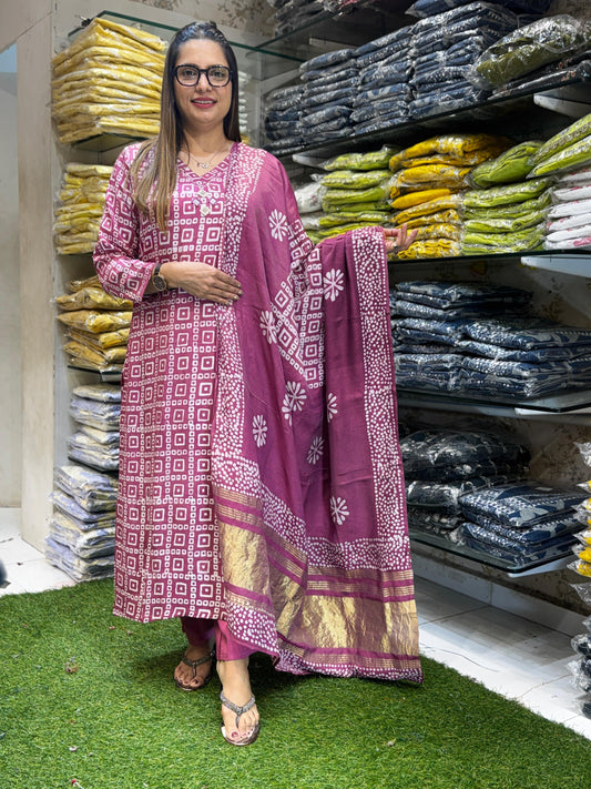 Gaji Silk Onion Pink 3pc Set