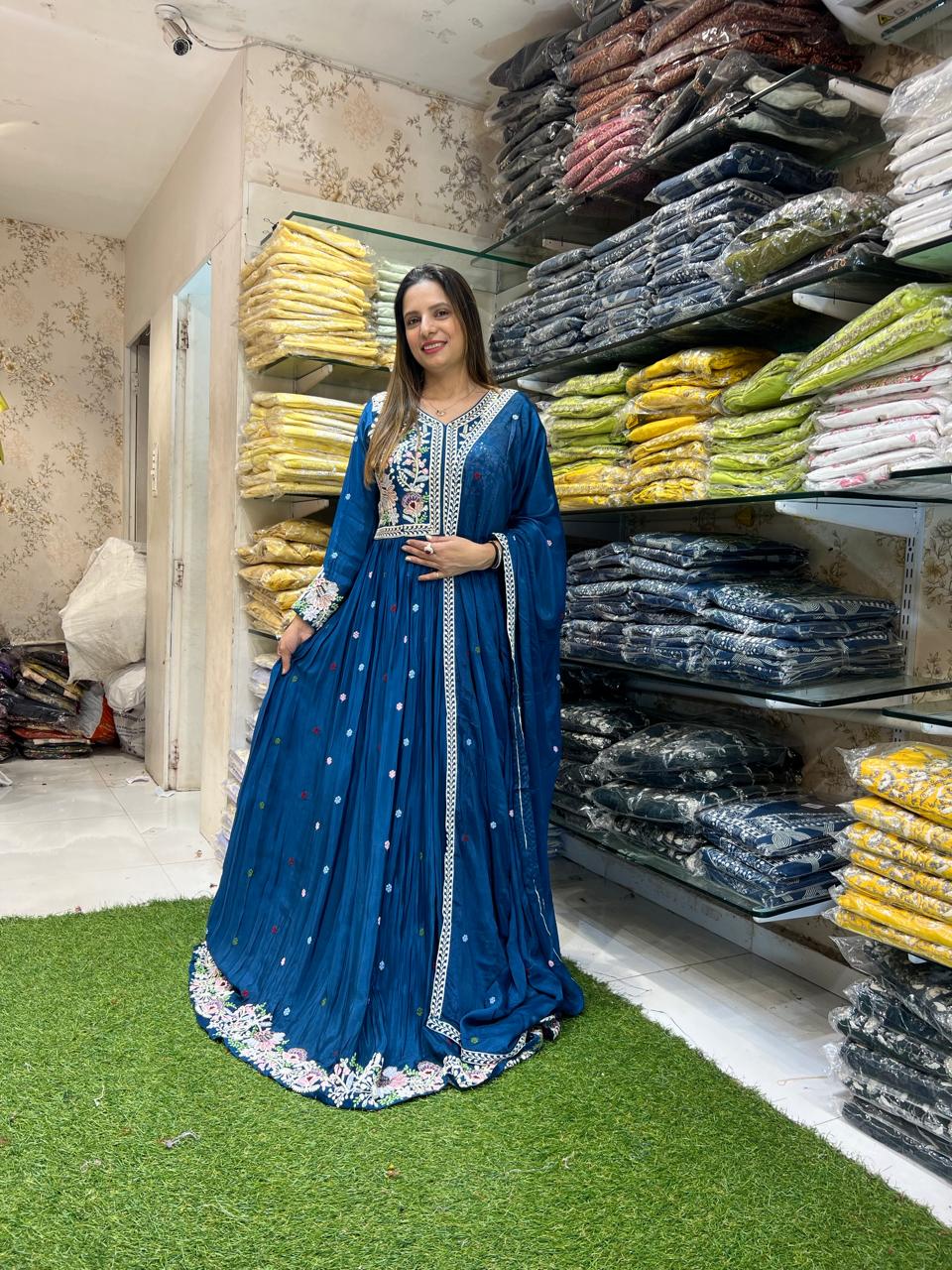 Chinon Teal Blue Gown