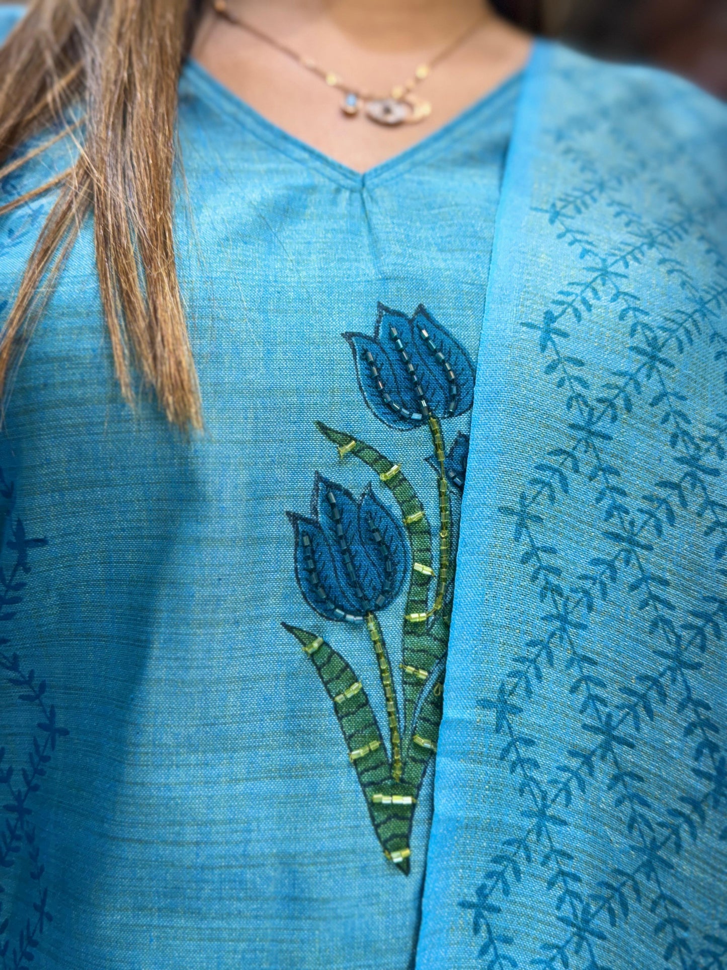 Handloom Cotton Firozi 3pc Set