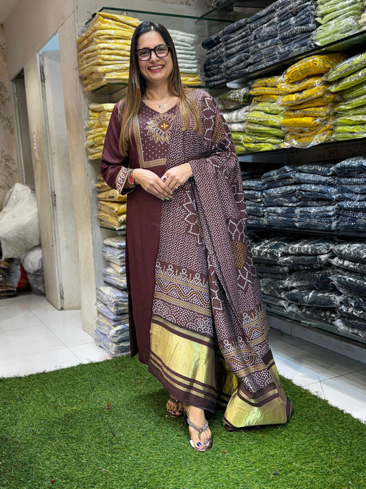 Gaji Silk Brown 3pc Set