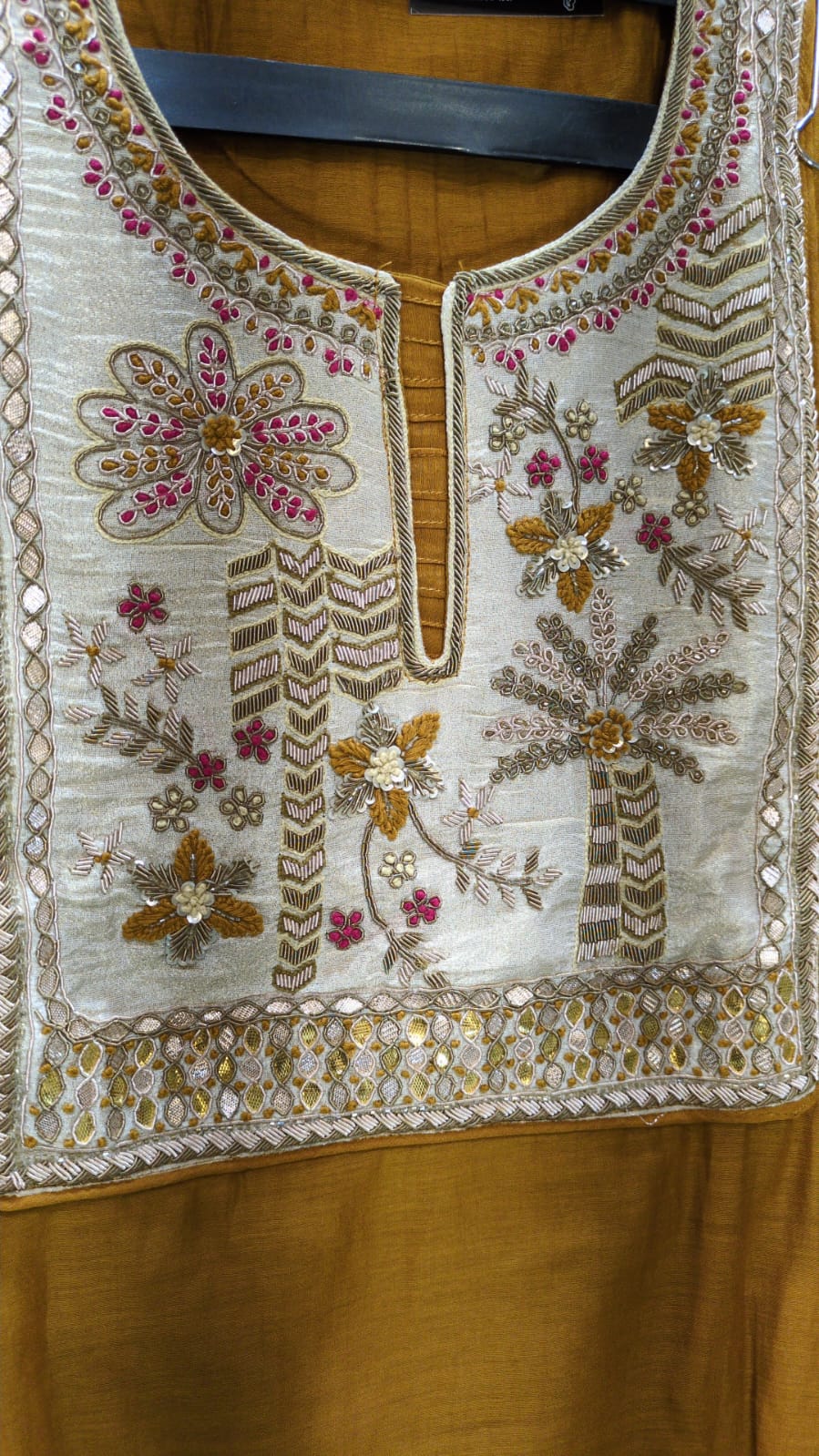 Banaras Mull Chanderi Mustard Yellow 3pc Set