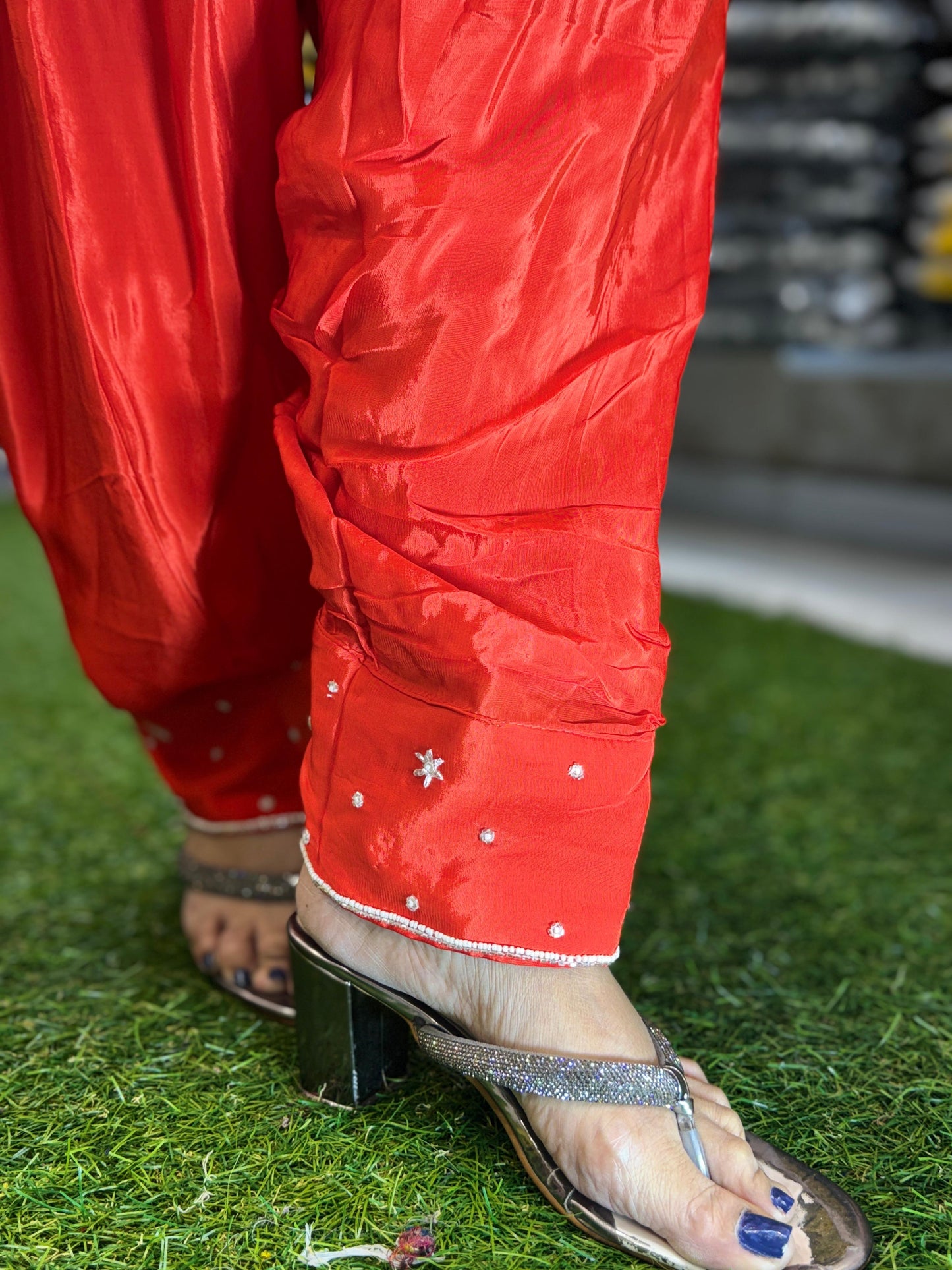 Crep Peach And Orange Farsi Salwar 3pc Set