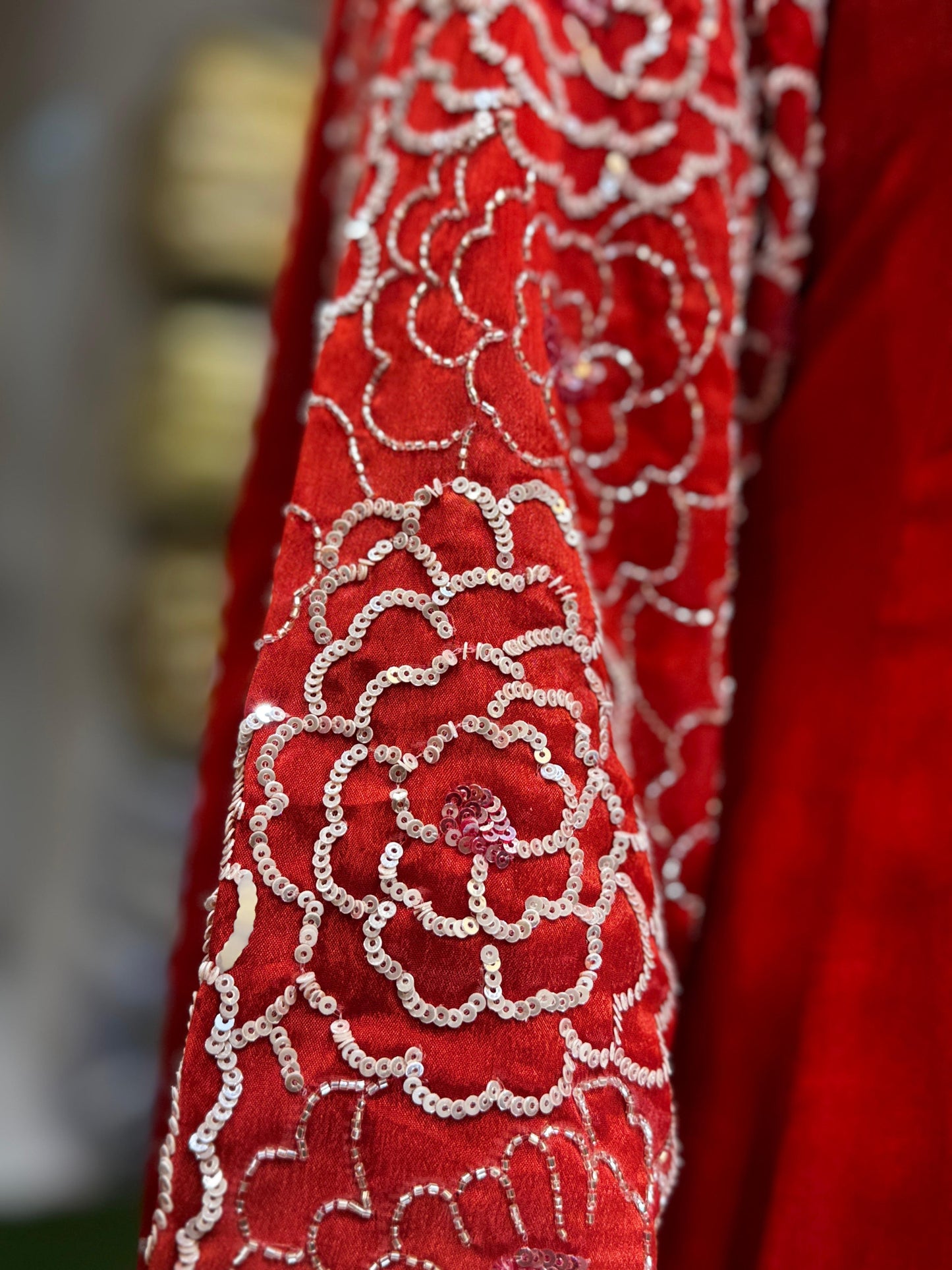 Chinon Orange Anarkali 3pc Set