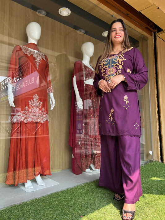 German Rayon Dark Purple 2pc Set