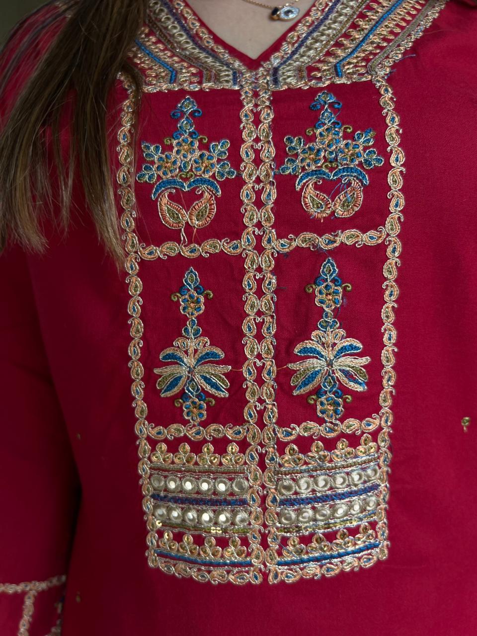 German Rayon Red 2pc Set