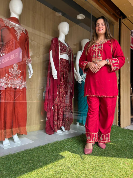 German Rayon Red 2pc Set