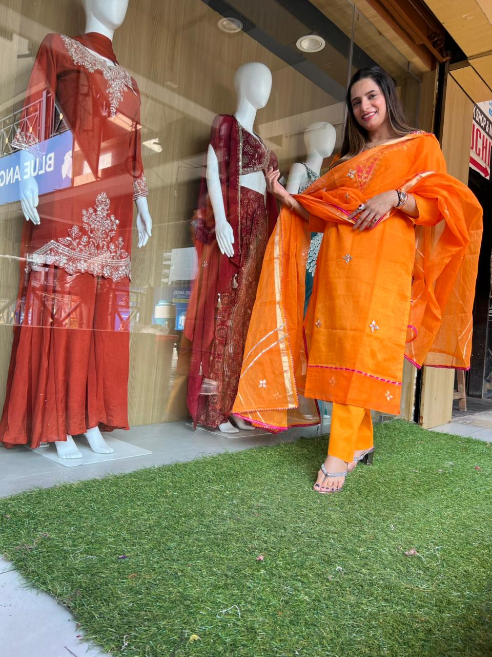 Kota Doria Kesariya 3pc Set